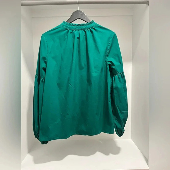 Worthington Green puff long sleeved blouse womens large ruffled collar - Picture 2 of 8